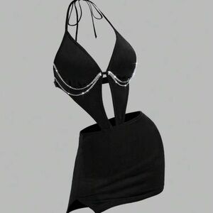 Chic Black Halter Cutout Dress